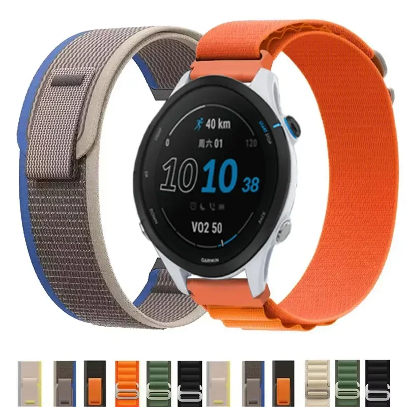 درب حلقة 20 22 مللي متر حزام ل Garmin Venu 3 2/SQ 2 Plus نايلون جبال الألب الفرقة Forerunner 265 255 165 168 245 Music Vivoactive 4 5 3