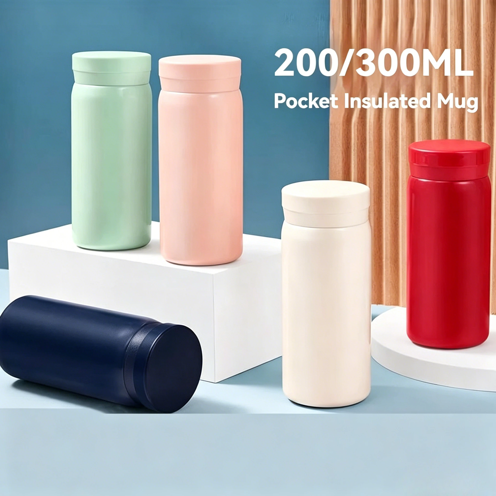 200ML/300ML Mini Isolierbecher Edelstahl Taschenbecher Auto-Vakuumflasche Kaffeebecher Tragbare Auslaufsichere Thermische Wasserflasche