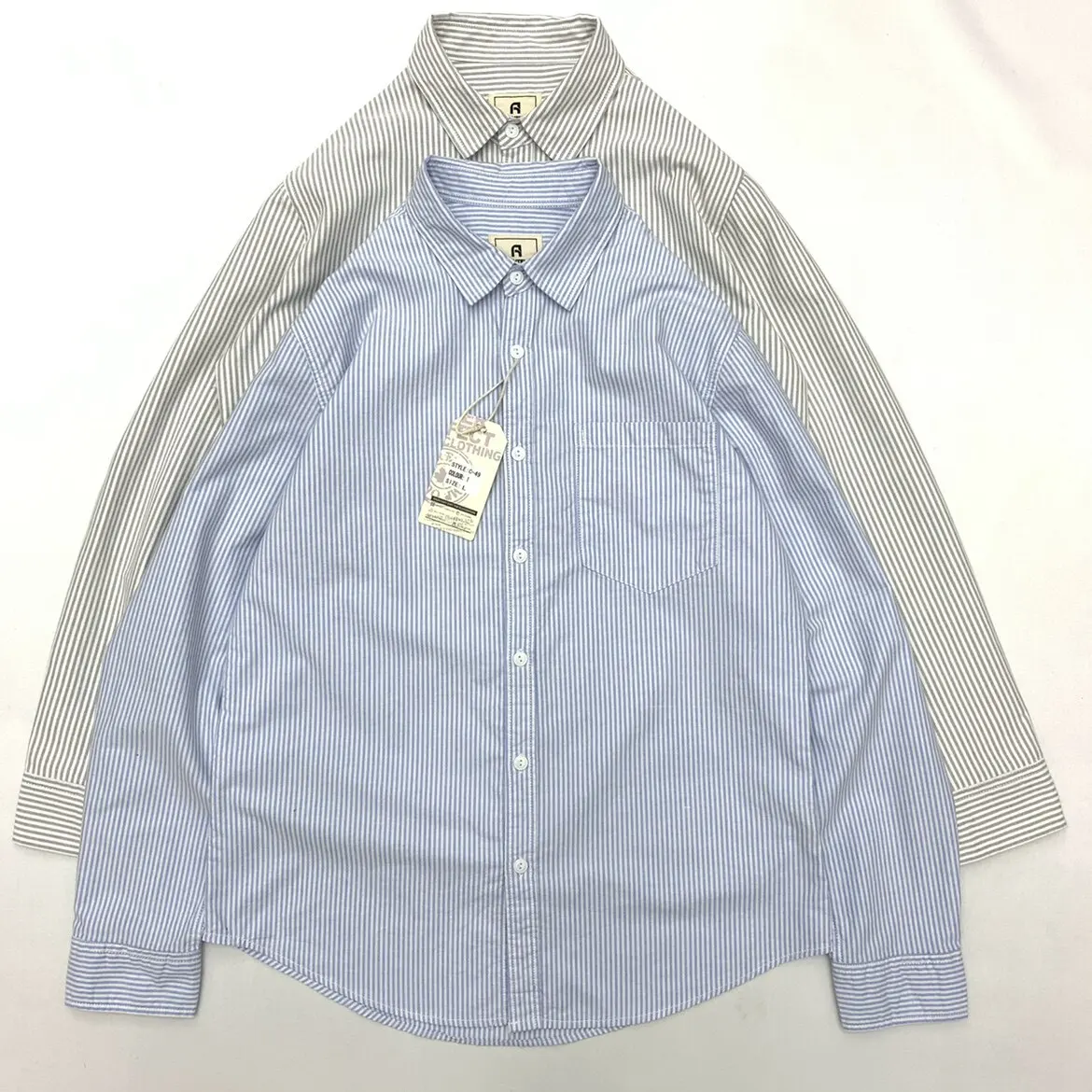 Men's Japanese Amekaji Retro Youth Shirt Spring Autumn 100% Cotton Washed Oxford Fine Stripe Loose Fit Long Sleeve Tops