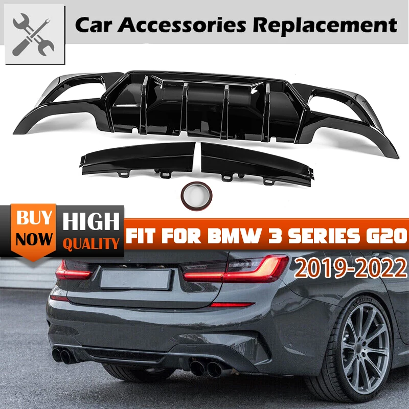 Rear Bumper Lip Diffuser Spoiler Glossy Black Look Car Exterior Accessories Fit For 2019-2022 BMW 3 Series G20 G21 330i M340i