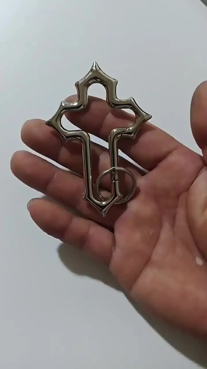 Punk Hollow Cross Carabiner Keychain for Men Women Bag Charm Hiking Outdoor Climber Waist Pendant Keyring Jewelry Gifts