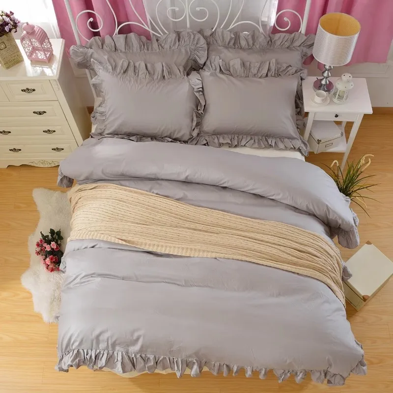 2PCS Solid White Elegant Pillowcase Cotton Pillow Case Home Bedding Pillows Cover Luxury Ruffle Edge Sweet Princess Pillow Shams