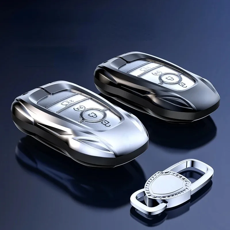 For Lincoln Aviator Navigator MKZ MKC Zinc Alloy Silver Car Key Case Keyless Cover Key Shell Interior Car Accessories