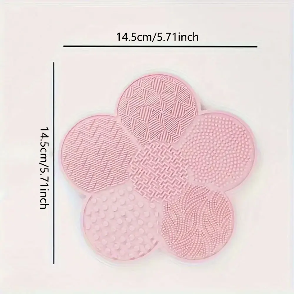 1Pcs Silicone Makeup Brush Cleaning Mat, Flower Shape Makeup Brush Cleaner Pad, Portable Makeup Brush Cleaner With Suction Cup