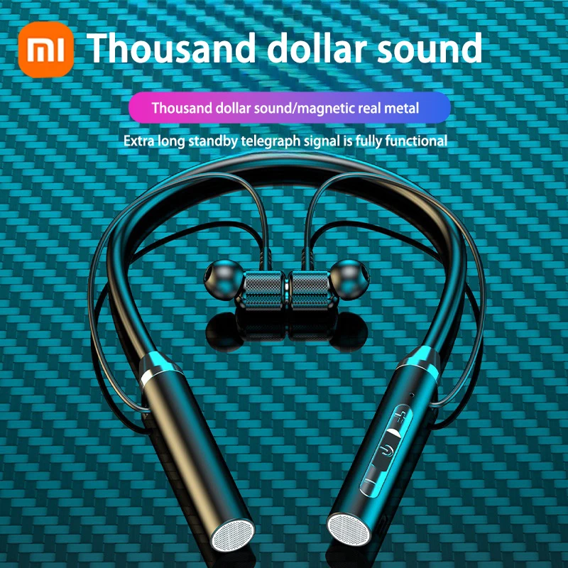 Xiaomi Wireless Headsets Bluetooth Neckband Earphones Silicone Hifi 9D Stereo Sports Headset Halter Waterproof Magnetic Earbuds