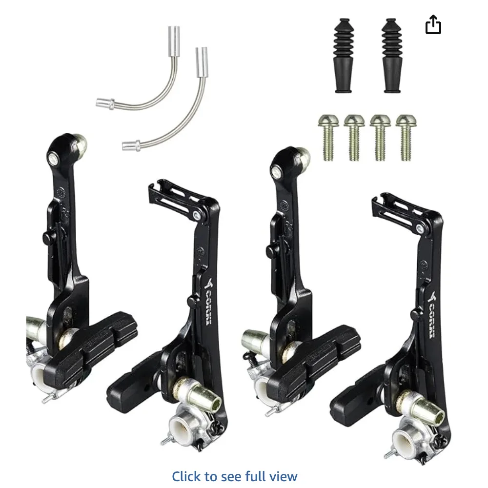 Bike V Brake Set Aluminum Alloy 124.5mm Long Arm Front Rear Linear Pull Calipers 55mm Brake Pads for MTB City Folding Bicycle