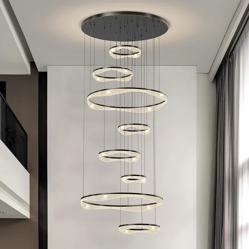 

Modern ring stairs led lights pendant light lamps for living room led Chandeliers for dining room hanging light indoor lighting