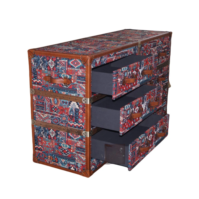 European retro drawer cabinet American cowhide