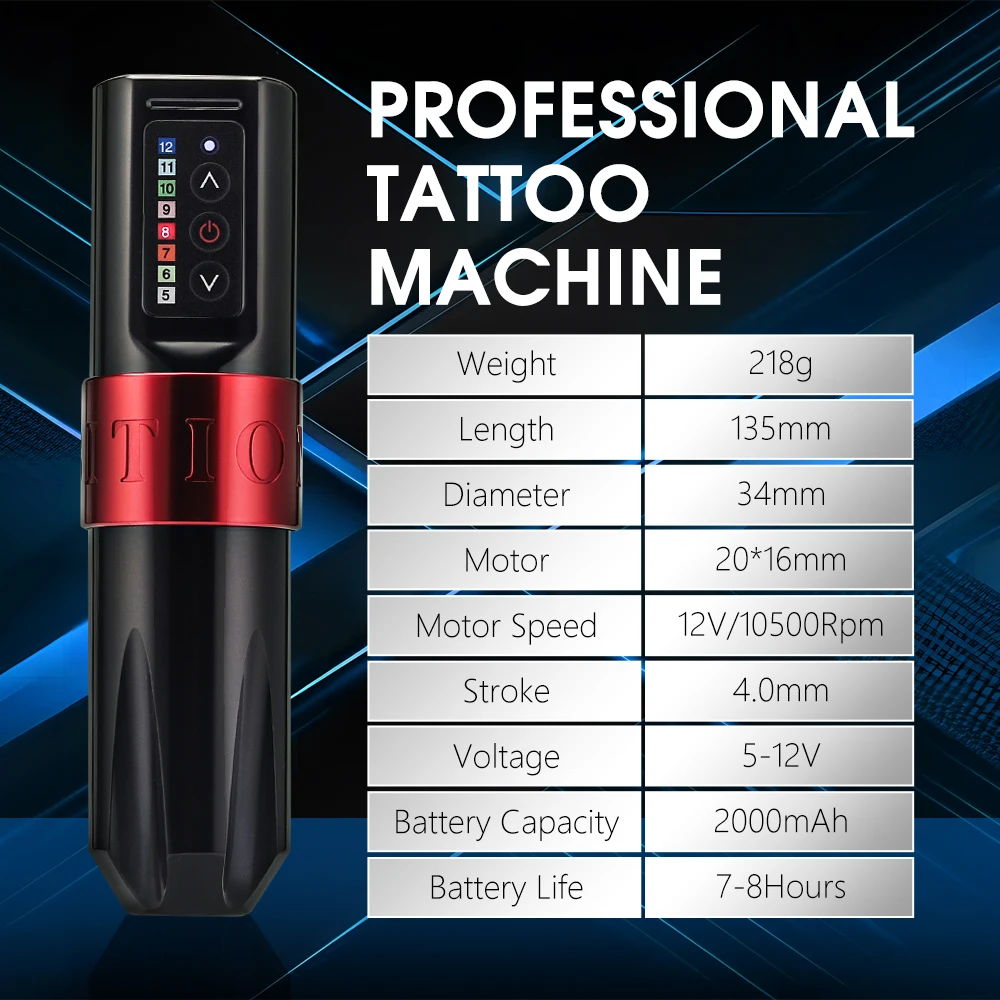 T-Rex Professional Wireless Tattoo Machine Pen Customized Coreless Motor 2400 mAh Lithium Battery for Tattoo Artist