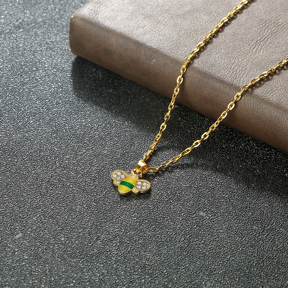 Cartoon Bee Pendant Necklace Smart Cute Small Animals Friends Gifts Gold Silver Colors Chain Necklace Men Women Fashion Jewelry
