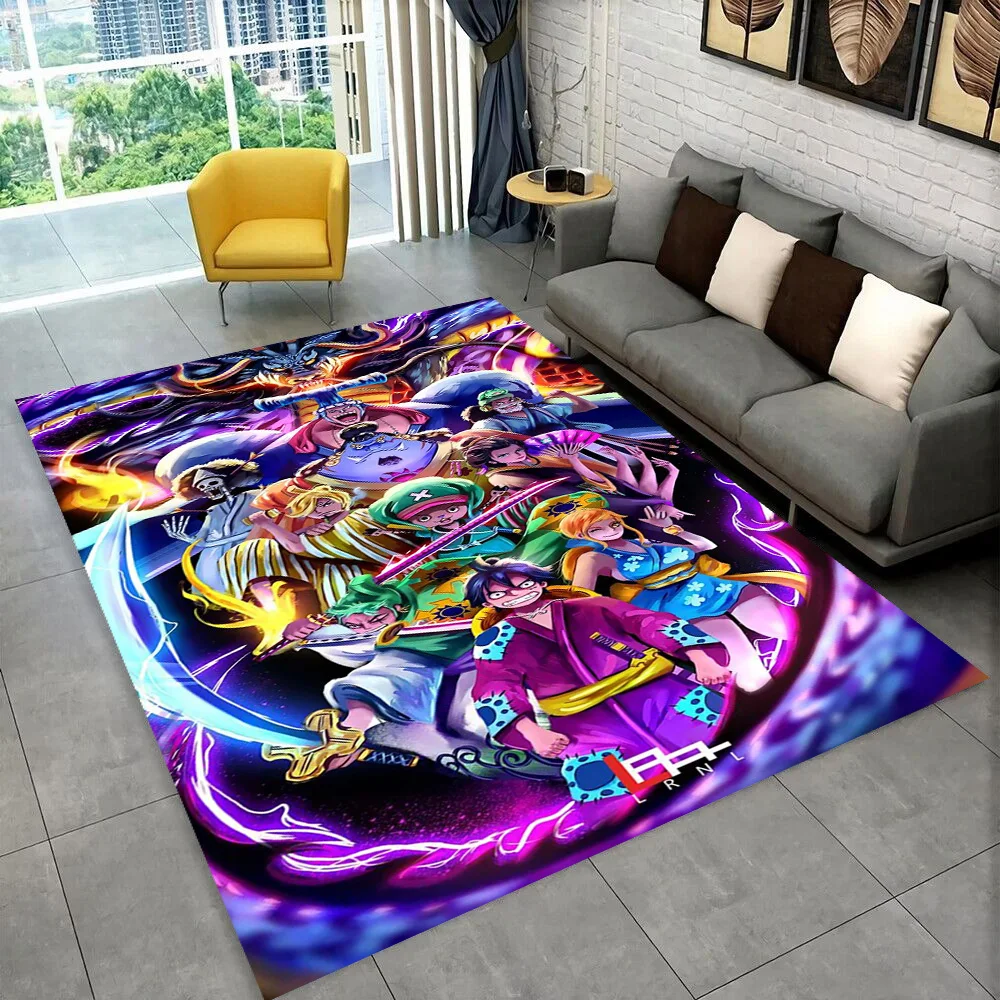 3D One Piece Cartoon Anime Teppich für Spielzimmer Schlafzimmer Wohnzimmer Sofa Heimdekoration, Kinder-Spielbereich Teppich Rutschfeste Bodenmatte