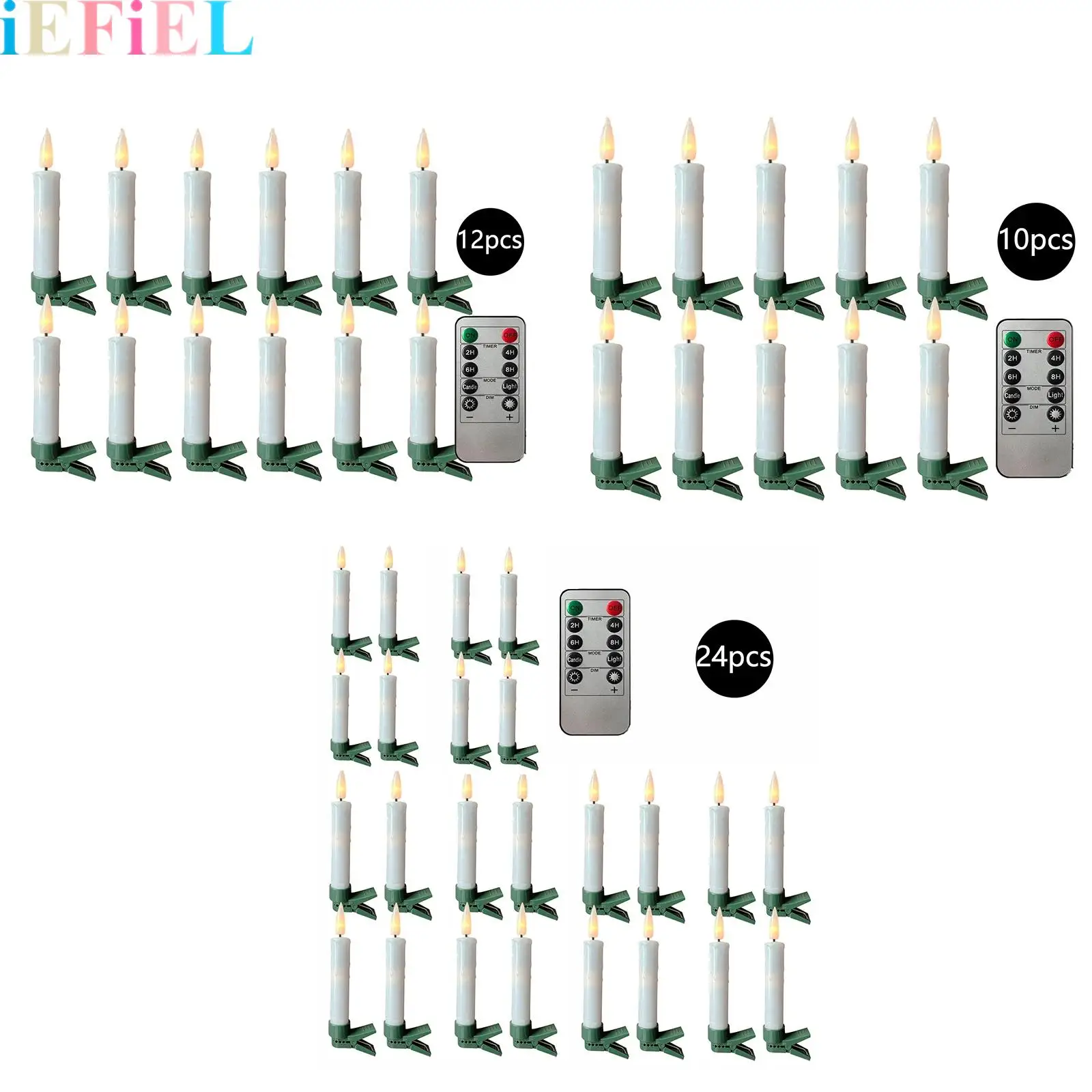 LED Taper Candle with 3D Flickering Flame Battery Operated Taper Candle with Clips And Remote for Christmas Ornament