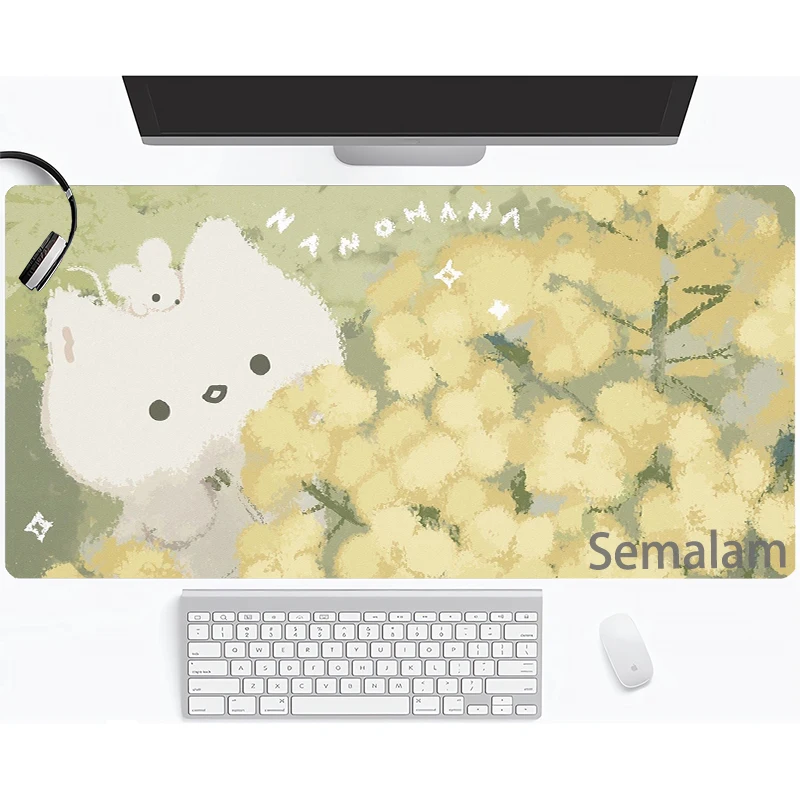 Heal Small Bear Gaming-Mauspad Großes Niedliches Rutschfestes Gummi-Unterlage PC-Schreibtischmatte Waschbare Computerunterlage für Spiele & Büro Raumdekoration