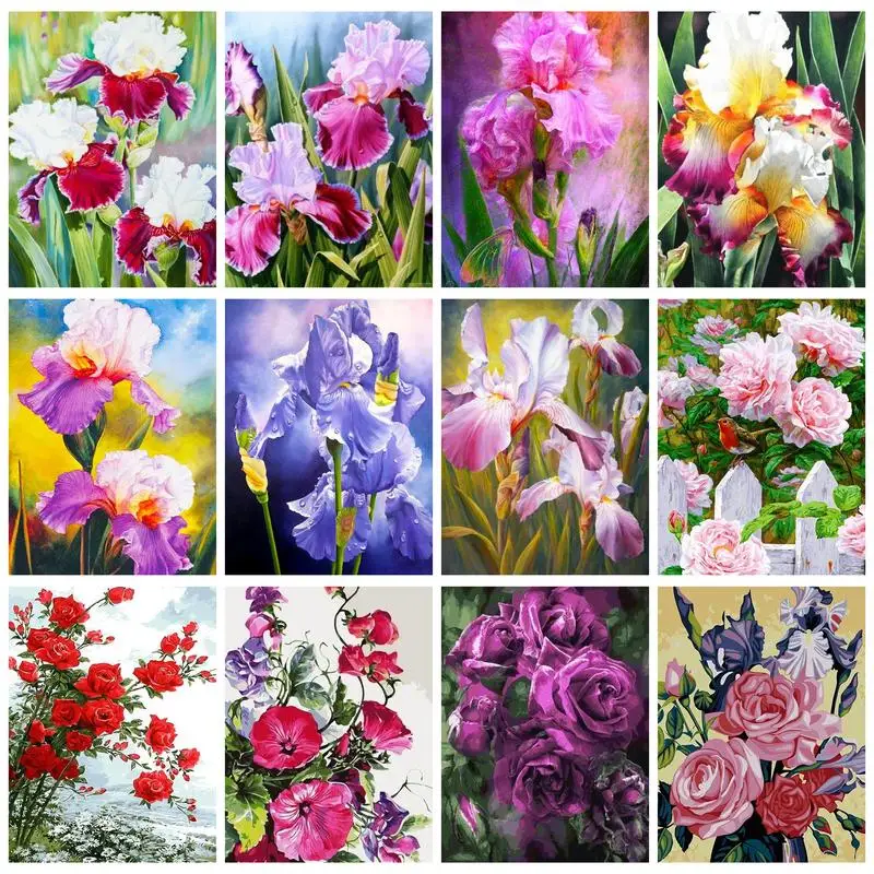 

PhotoCustom Painting By Numbers Flower With Frame Pictures By Numbers For Adults Paint Wall Art