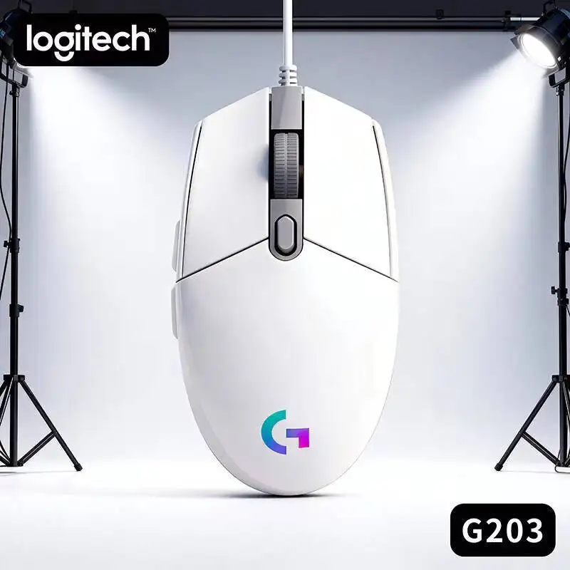 

Проводная игровая мышь Logitech G203, 8000 точек на дюйм, RGB-подсветка, 6 программируемых кнопок, датчик Mercury 9800, для ПК, ноутбуков, геймеров