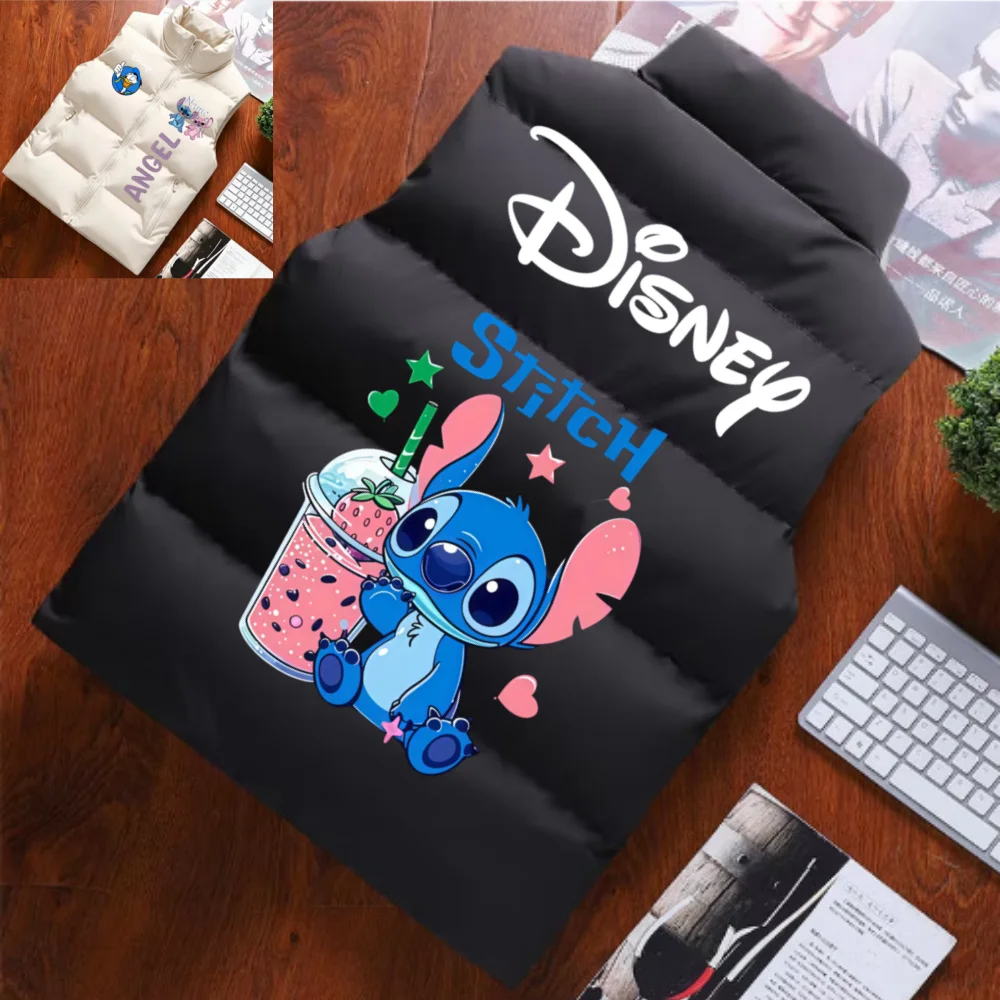 Disney Vest Unisex Knitted, Cute Cartoon Printed Winter Vest Cotton Jacket For Warmth And Windproof