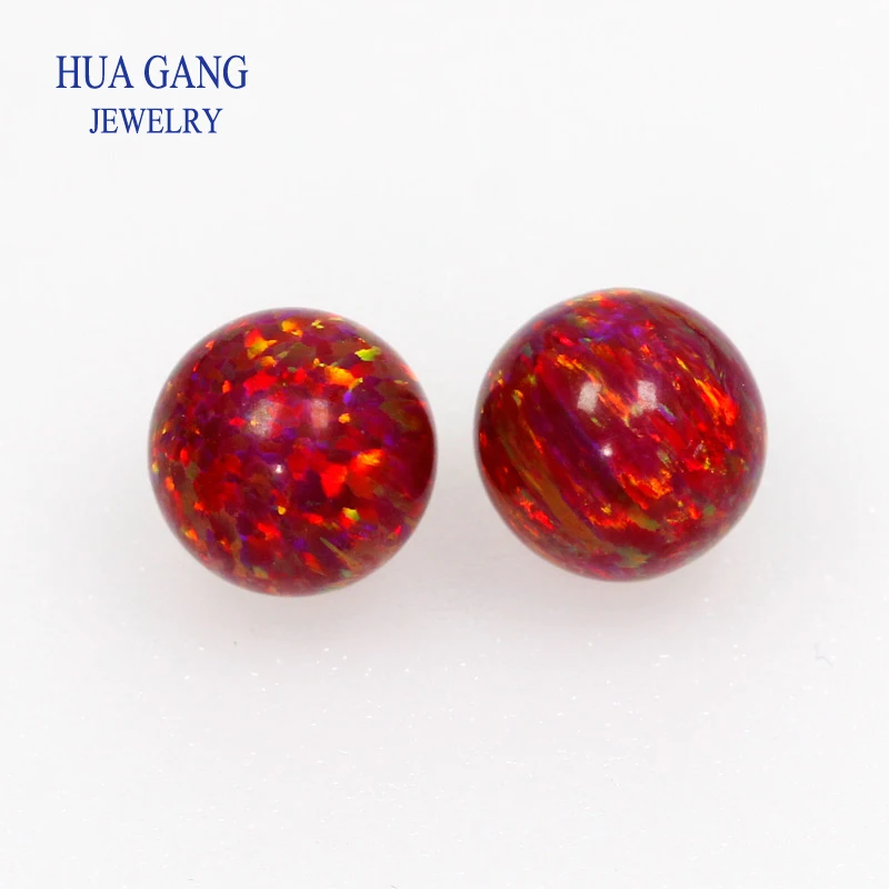 Synthetic Opal OP45 Red Synthetic Half Hole Fully Drilled Round Ball Opal Beads Synthetic Opal Wholesale