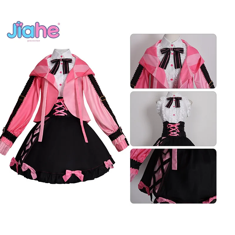 

Miku Anime Project Sekai Colorful Stage! Cosplay Costume 2025 New Girl Sweet Pink Coat Skirt Tie Socks Christmas Lolita Uniform