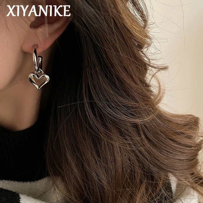 XIYANIKE Letnie seksowne kolczyki koła z serduszkiem dla kobiet dziewczyn luksusowa nowa modna biżuteria w stylu punk na prezent na imprezę серьги женс