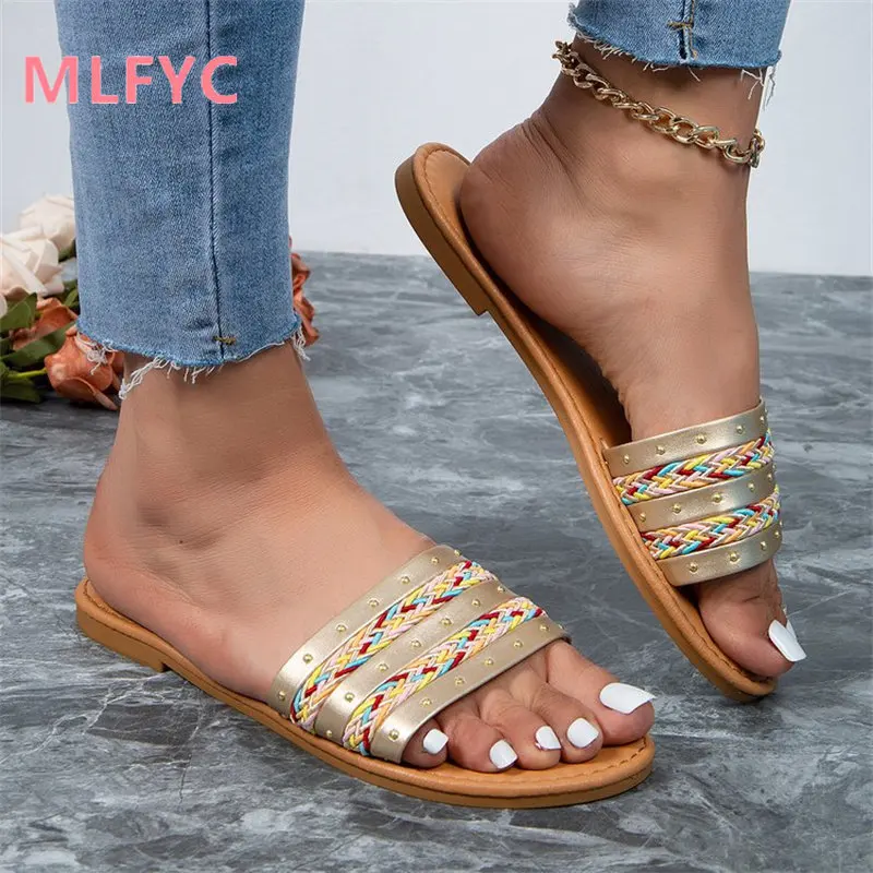 Hausschuhe frauen sommer mode tragen sandalen Neue strand schuhe 2023 Casual flache anti-slip sandalen