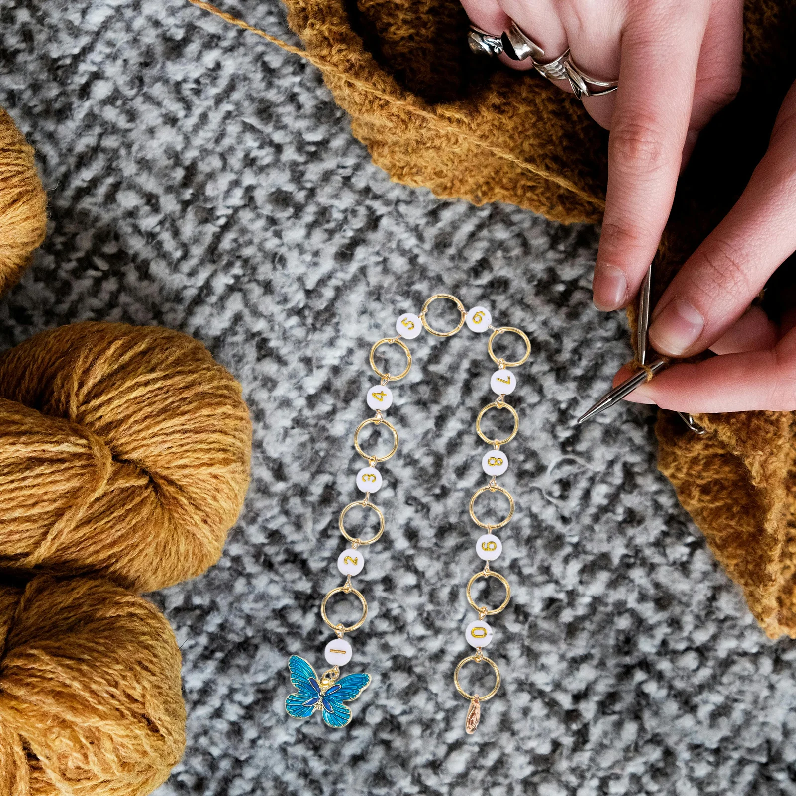 الحياكة صف مكافحة سلسلة عقد بحلية متدلية على شكل فراشة سبيكة غرزة ماركر لمشاريع الخياطة الكروشيه المينا أداة سحرية التبعي