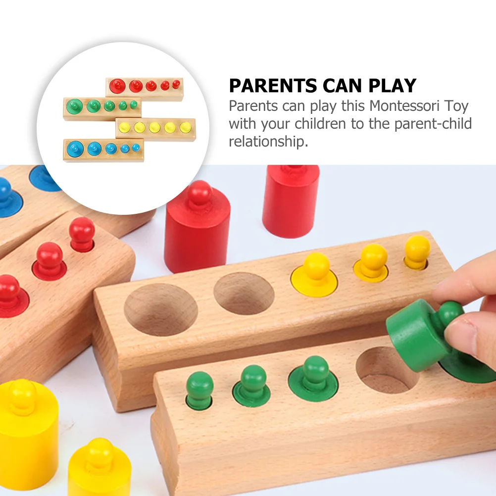 1 set 1 Set Of Colorful Wooden Cylinder Blocks Knobbed Cylinders Socket For Toddlers Shape Learning Educational Kids Blocks