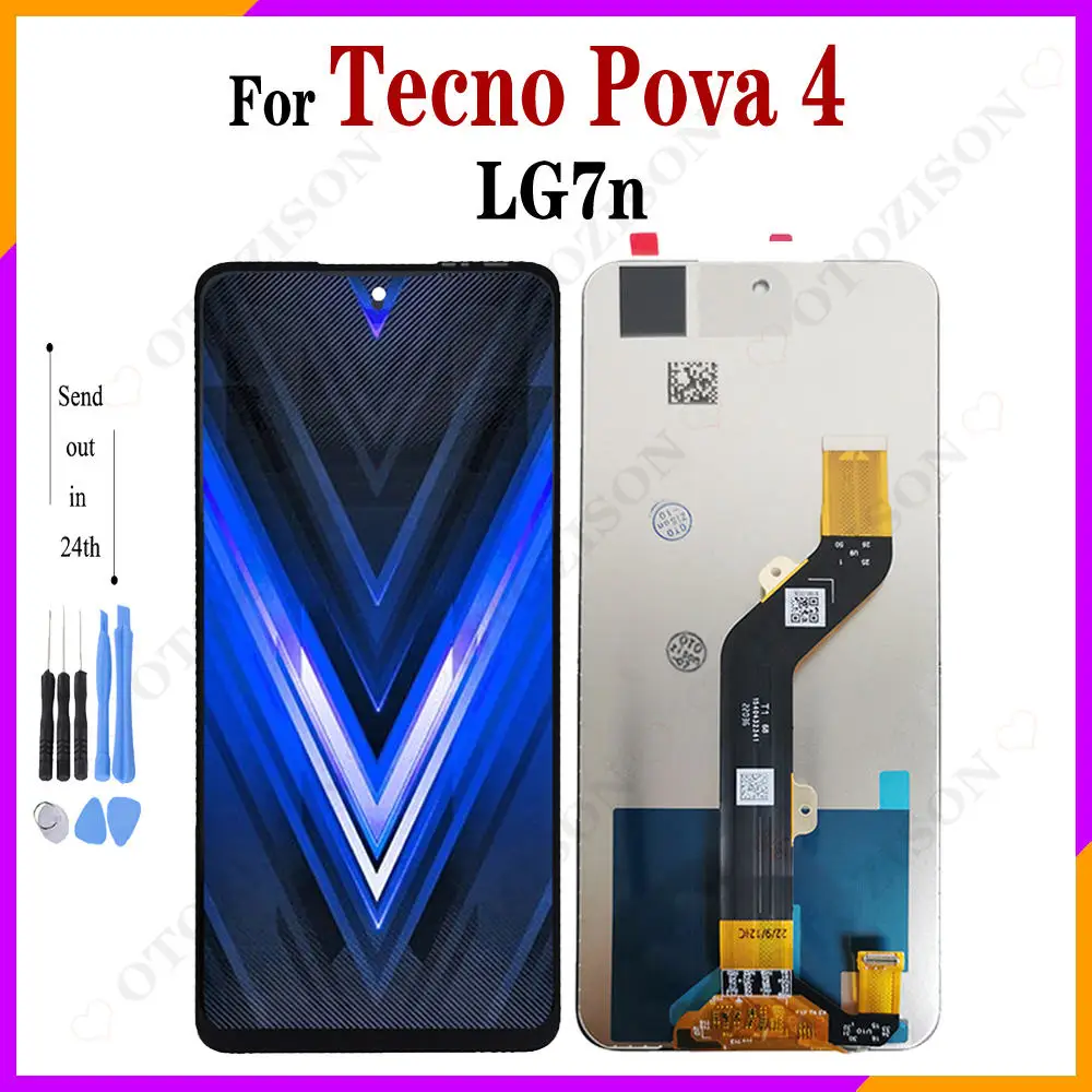 LCD Display Screen For Tecno Pova 2 3 4 Pro NEO 2 5G Pouvoir 3 Plus Touch Digitizer Sensor Assembly LB8 LC7 LE7 LG6n Replacement