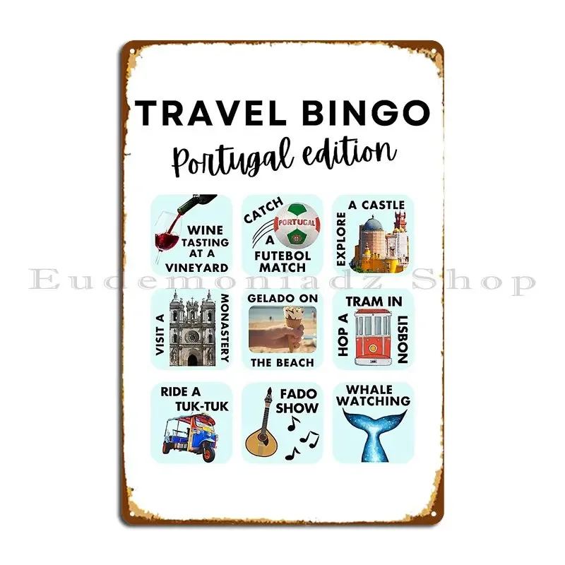 Portugal Travel Bingo Futebol Lisbon Tram Fado More Metal Plaque Poster Painting Wall Pub Garage Character Tin Sign Poster