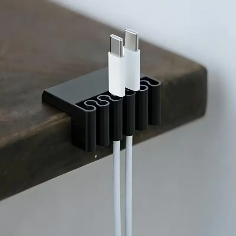 1Pcs Multi-Slot USB Cord Holder 3D Printed Desk Cable Organizer Clip Edge Management For Home Office