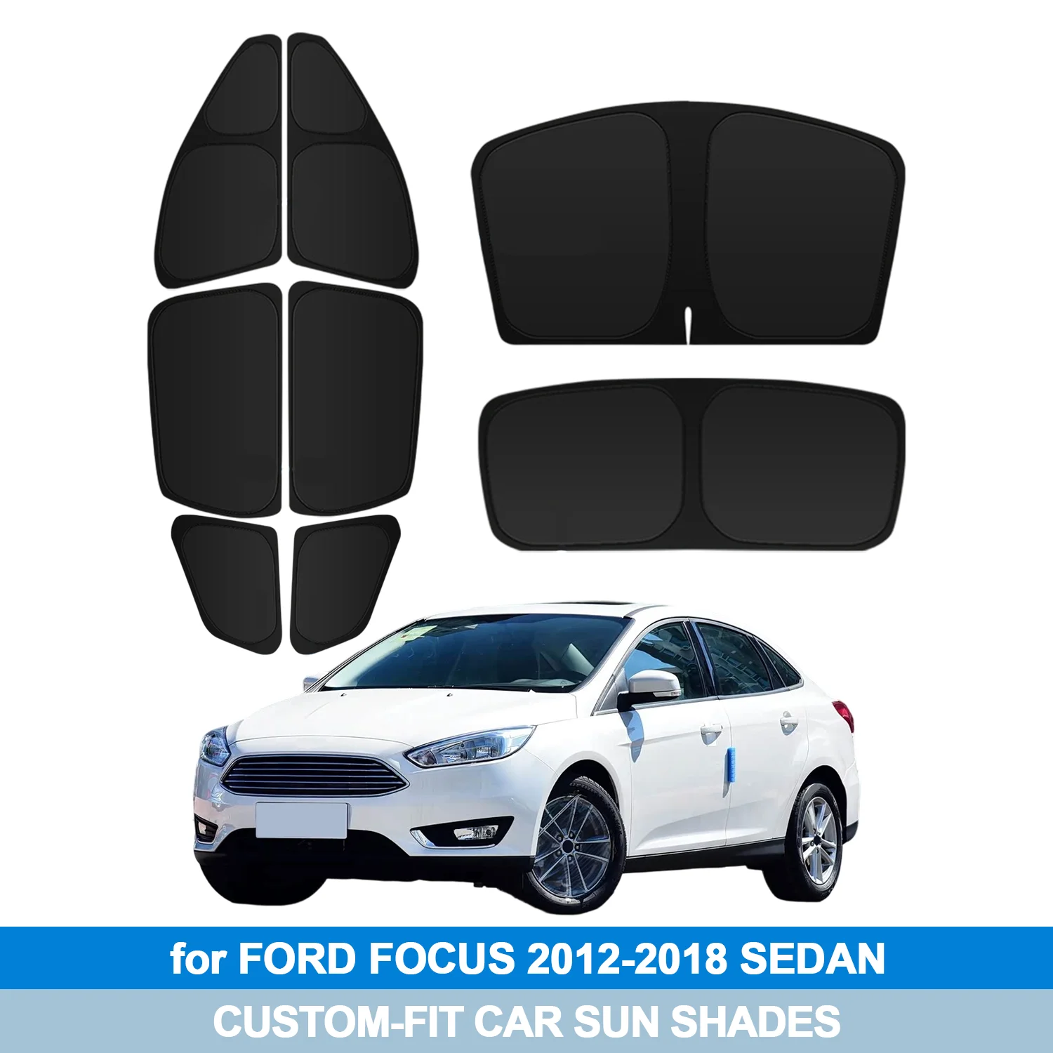 

For FORD FOCUS 2012-2018 SEDAN HATCHBACK Windshield Sun Shade Side Window Shades Cover Sun Visor Shield Privacy Protection
