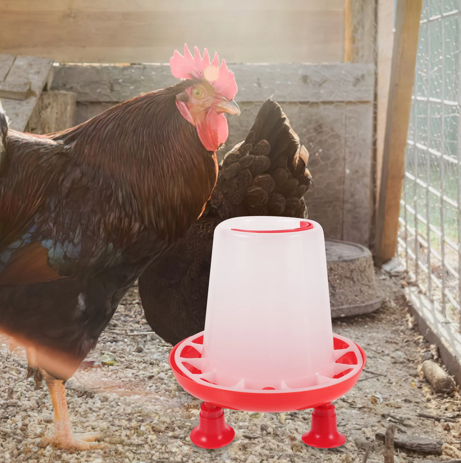 

Reusable Poultry Feeder for Chicks Ducks Geese Heavy Duty Wear Resistant Chicken Feeding Supplies Hanging Chick Food Bucket