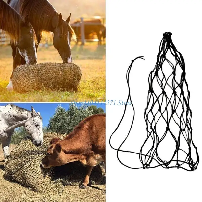 P9FC Small Hole Feeding Net Hanging Travel Feeder for Stall Net Slow Feed Bag 36Inch Hanging Feeder for Horse