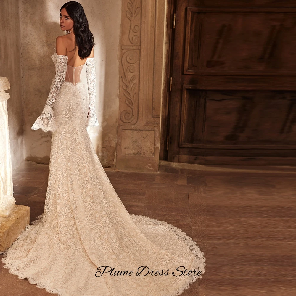 Exquisite Appliques Lace Customized Bridal Gowns Classic Strapless Sleeveless Wedding Dress Temperament Mermaid Vestido De Novia