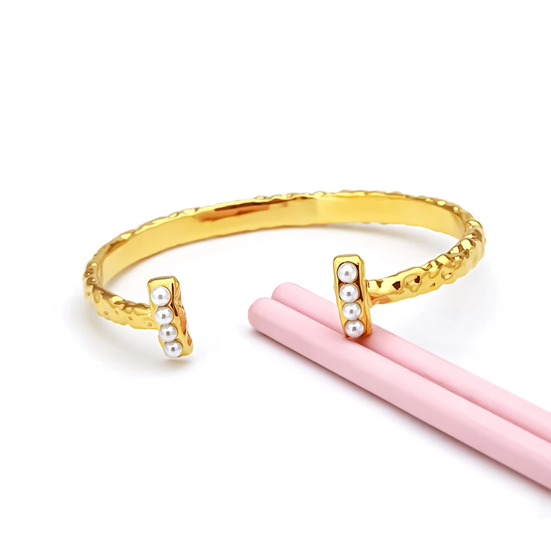 

VAROLE браслет в стиле панк с геометрическим жемчугом для женщин IP 18 К позолоченный браслет-манжета с уникальной текстурой элегантные ювелирные изделия Pulseras