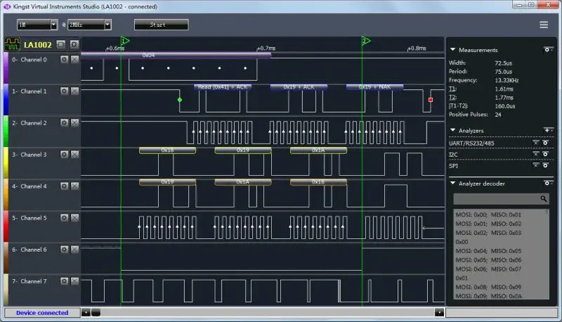 Kingst  LA1010 USB  Logic Analyzer    100M max sample rate,16Channels,10B samples, MCU,ARM,FPGA debug tool english software