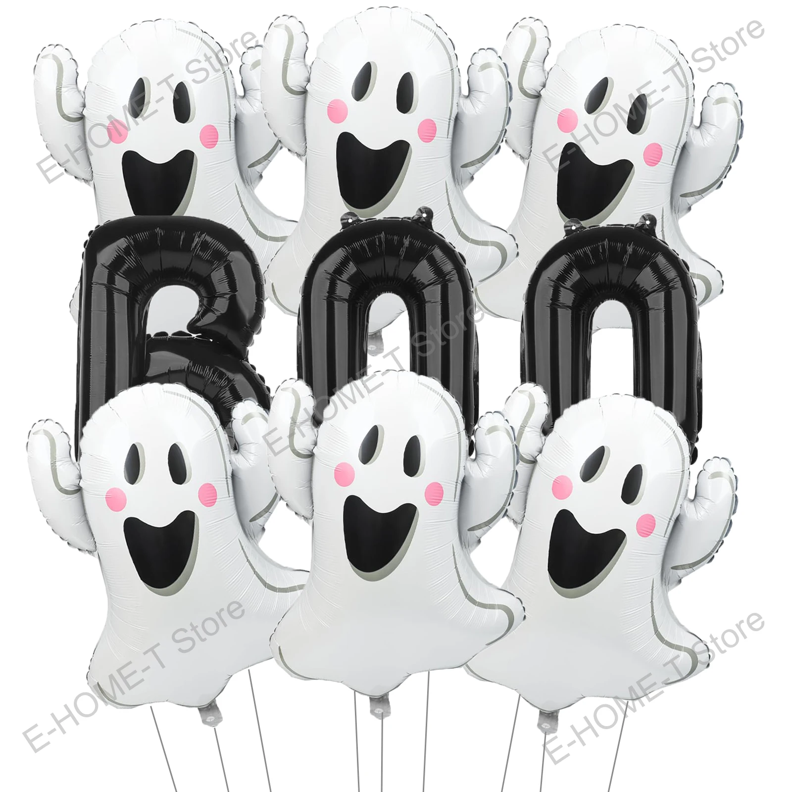 Halloween Ghost Balloons Set Black BOO Ghost Foil Balloons for Birthday Halloween Party Decoration Supplies