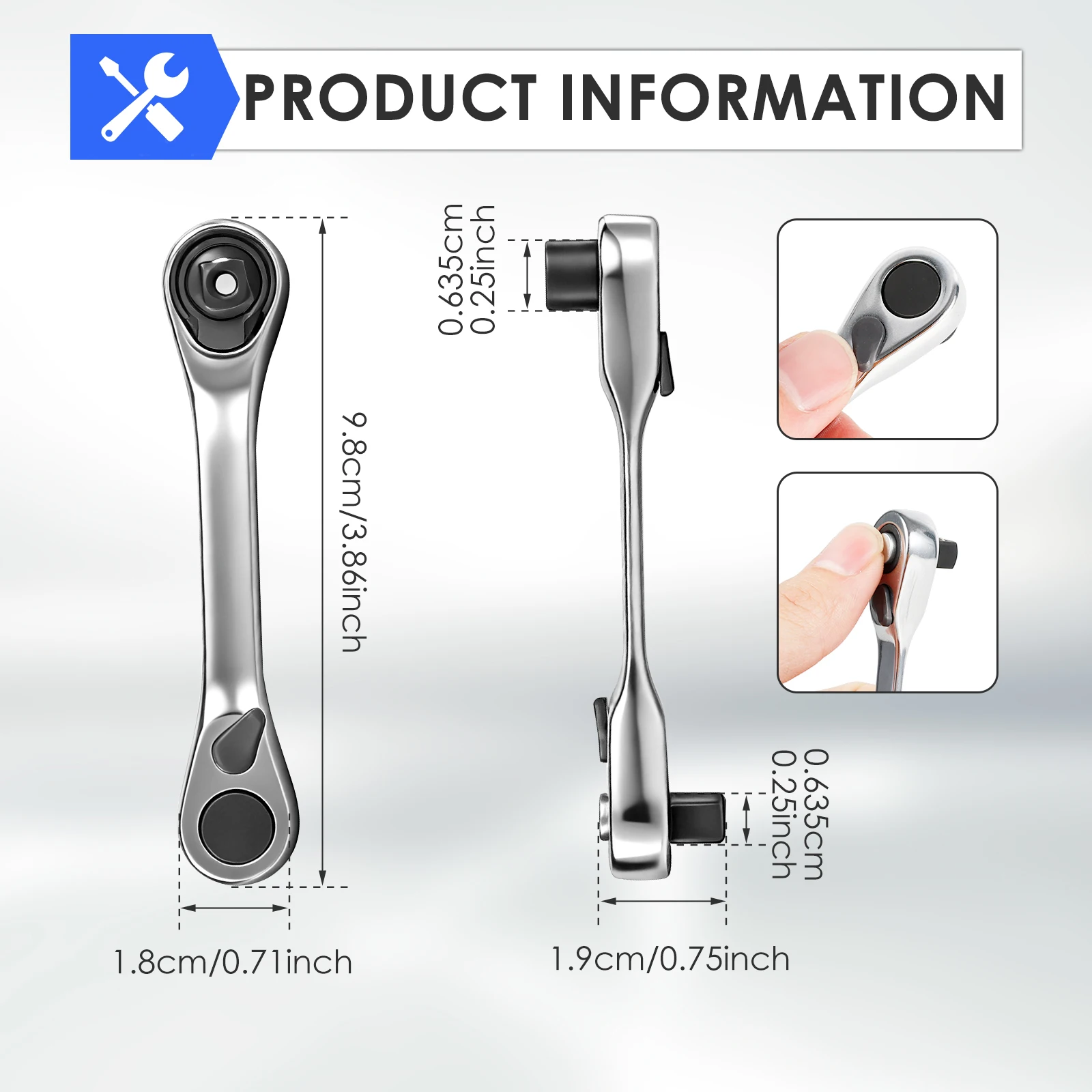 1/4 inch Mini Ratchet Socket Wrench 72 Tooth Drive Socket Ratchet Bit Driver Multi-function Tool Double Ended Combination Wrench