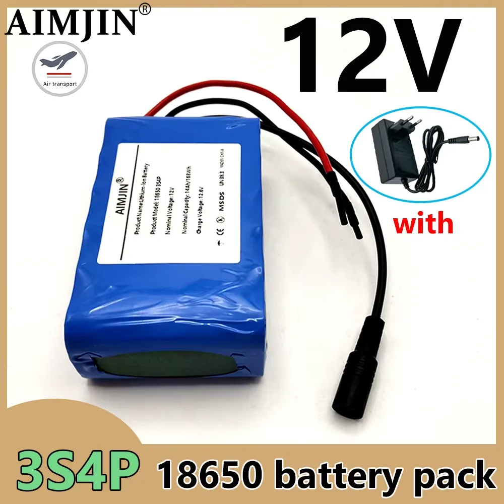 

18650 lithium ion 3s4p 12V 14Ah battery pack 12V 14000mAh DC12.6V super large capacity rechargeable battery with BMS + charger