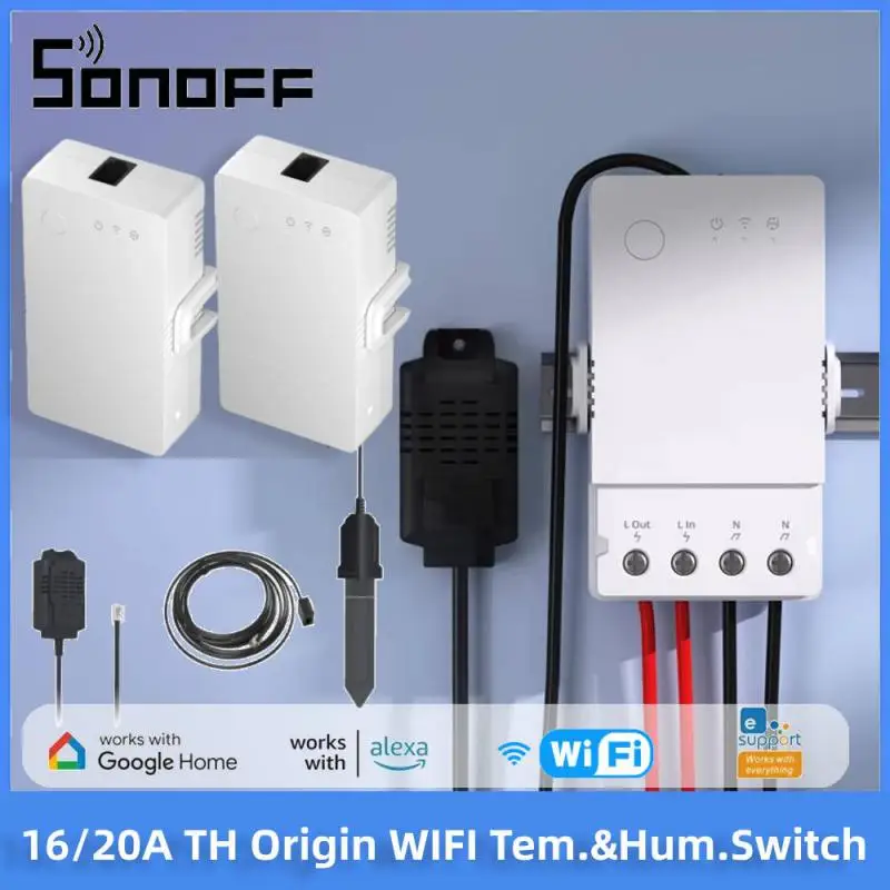 SONOFF TH Origin Wifi Switch Smart Home Controller Temperature Humidity Monitor Switch 20A Max SONOFF TH10/16 Upgrade Version