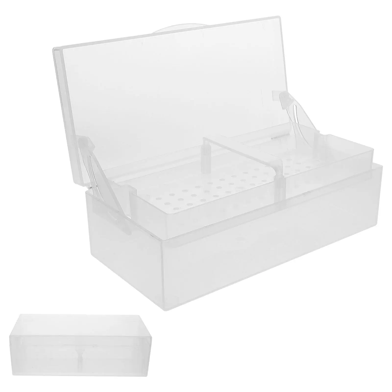 

Clear Nail Tool Cleaning Case Double Layer Plastic Soaking Tray for Manicure Nail Art Tools Storage Organizer Box
