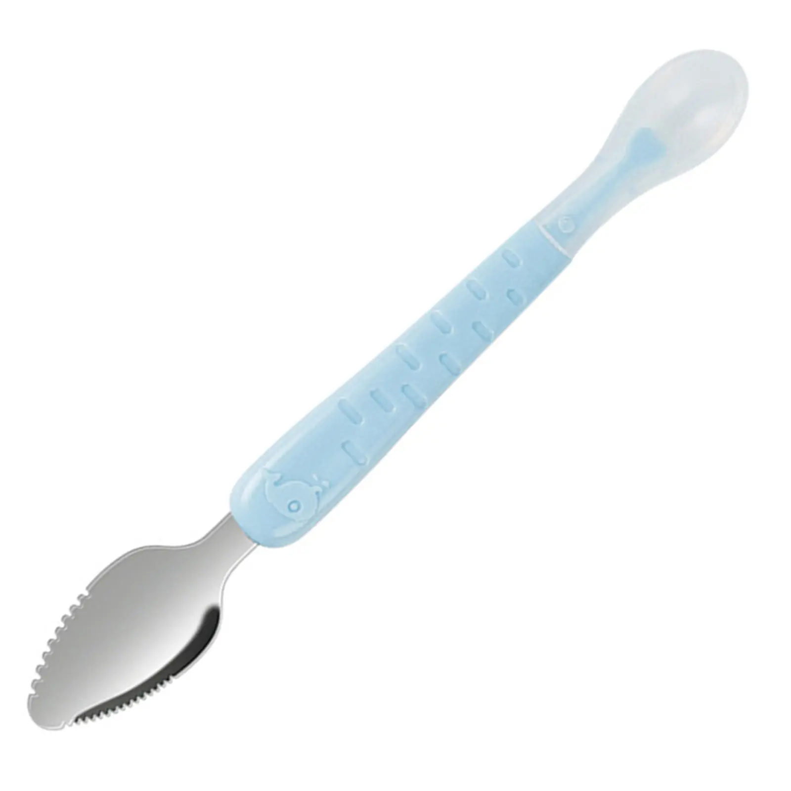 Double Head Baby Feeding Spoon for Fruit Puree and Cooked Foods Serrated Rind Scraper Compact Storage Box Baby Complementary