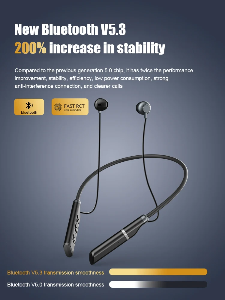 B998 Wireless Bluetooth Headphones Neck Stereo Noise Reduction Universal Sports Earphone Microphone IP65 Waterproof Earbuds BT 5