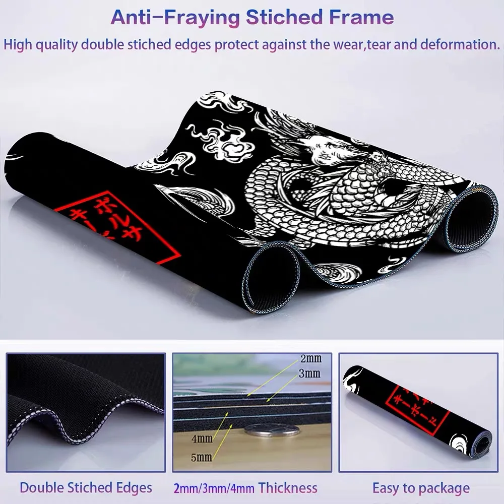 Japanese Dragon Large Gaming Mousepad XXL Keyboard Gamer Mouse Pad on The Table Speed Desk Mat Anime 900x400 700X300 Mouse Mats
