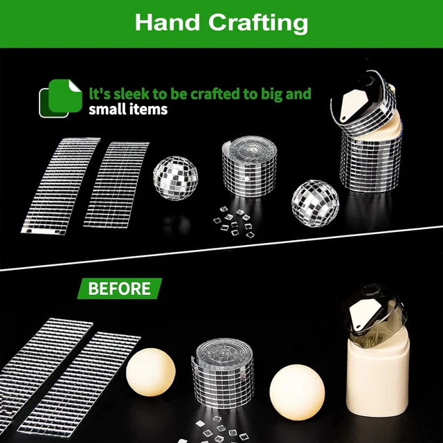 Leeseph Self Adhesive Mosaic Tiles,  5x5mm Disco Tiles, Square Mirror Mosaic Tiles for Interior Decoration, DIY Art Collage 4