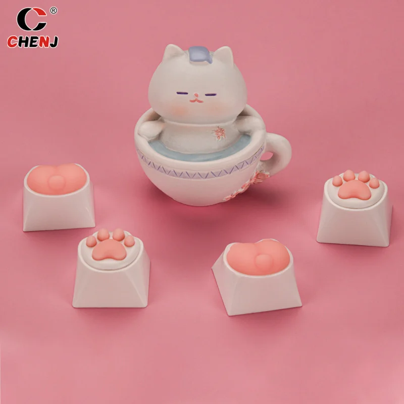 Colore rosa Cute Cat Paw Keycaps per tastiera meccanica Cherry MX Switch fai da te Custom Key Cap Soft Silicone Keycup Artisan