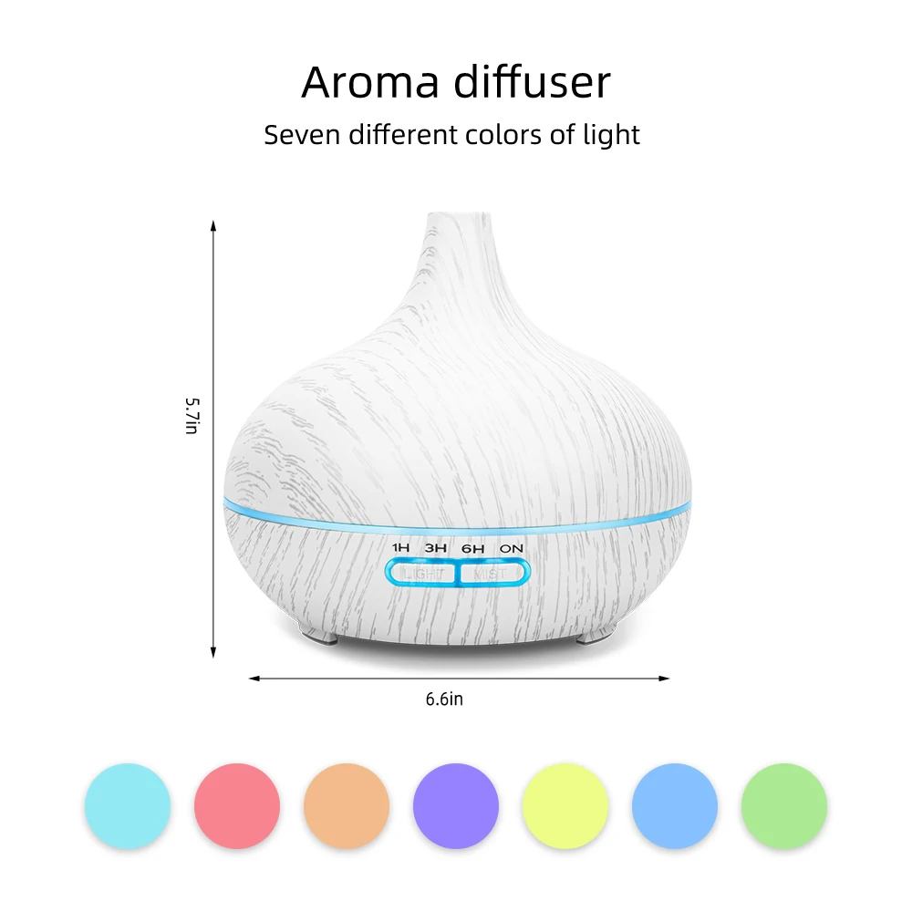 

Diffuser For Home 550ml Wood Essential Oil Diffuser Ultrasonic Humidifier with Remote 6 Oils Auto Shut Off