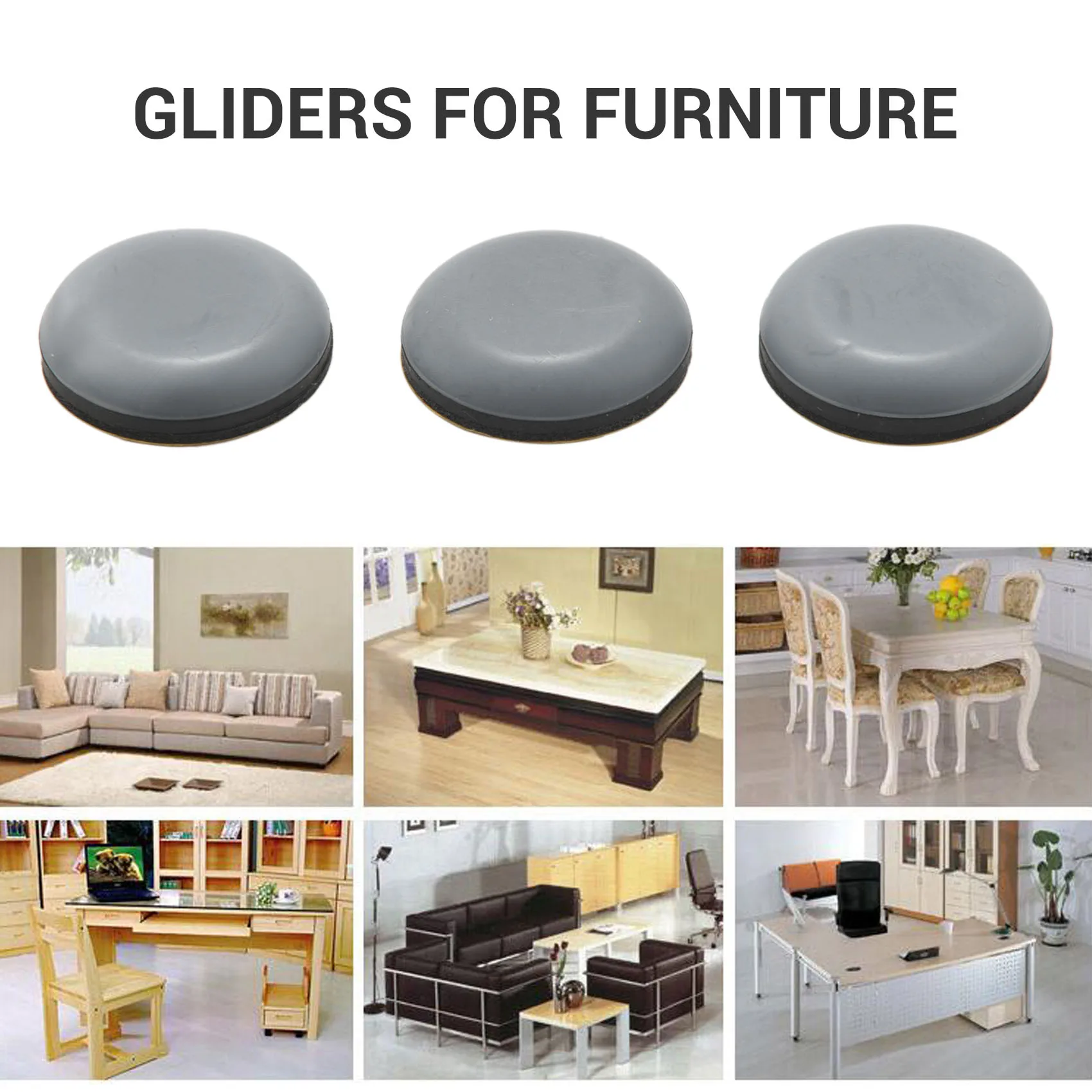 A84X-25Mm Furniture Glides Self Adhesive Chair Leg PTFE Sliders For Furniture Easy Movers (Round)