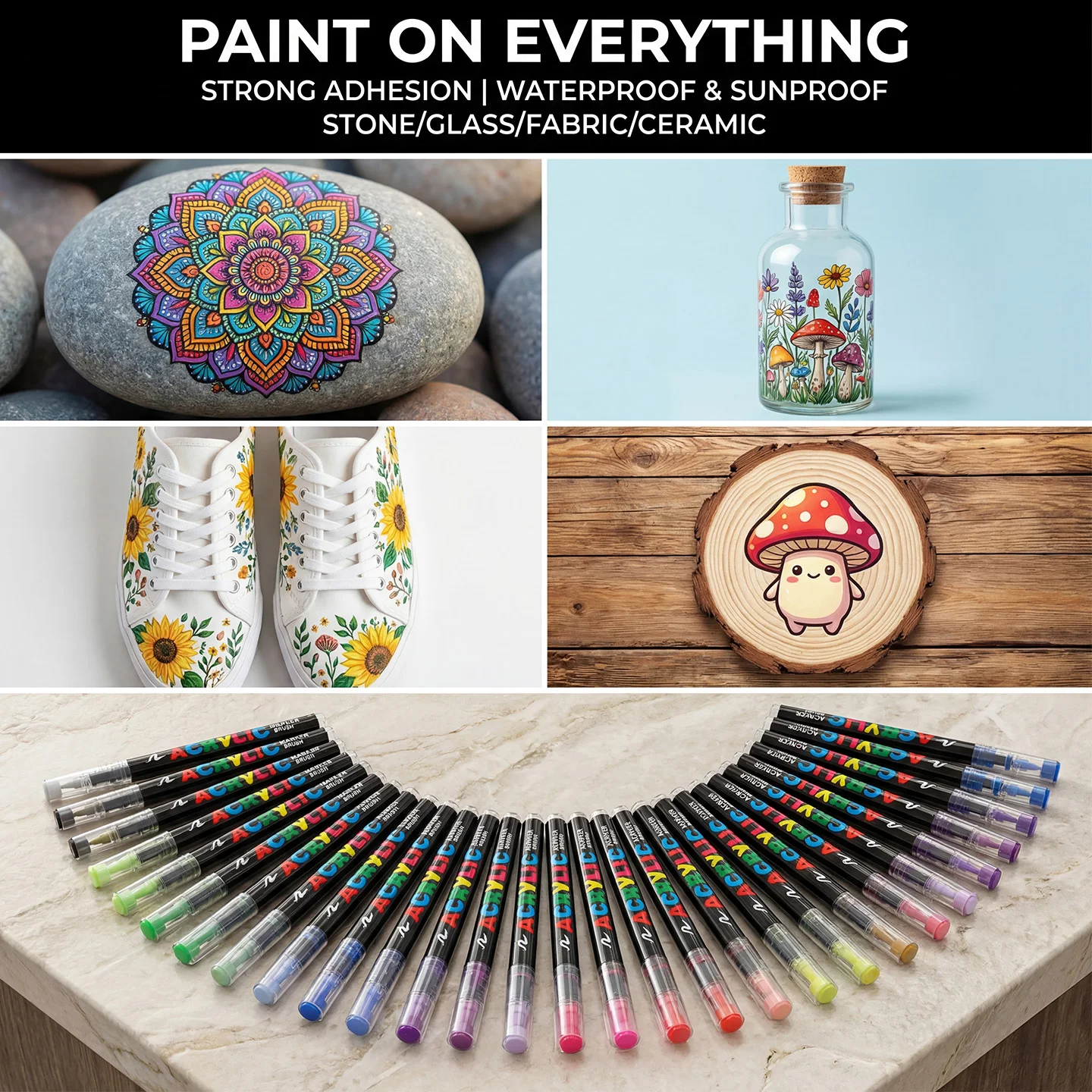 12-168 Colors Acrylic Paint Pen Marker Brush Tip Paint Marker For Rock Painting Wood Canvas Stone Christmas Gift DIY Craft image 3