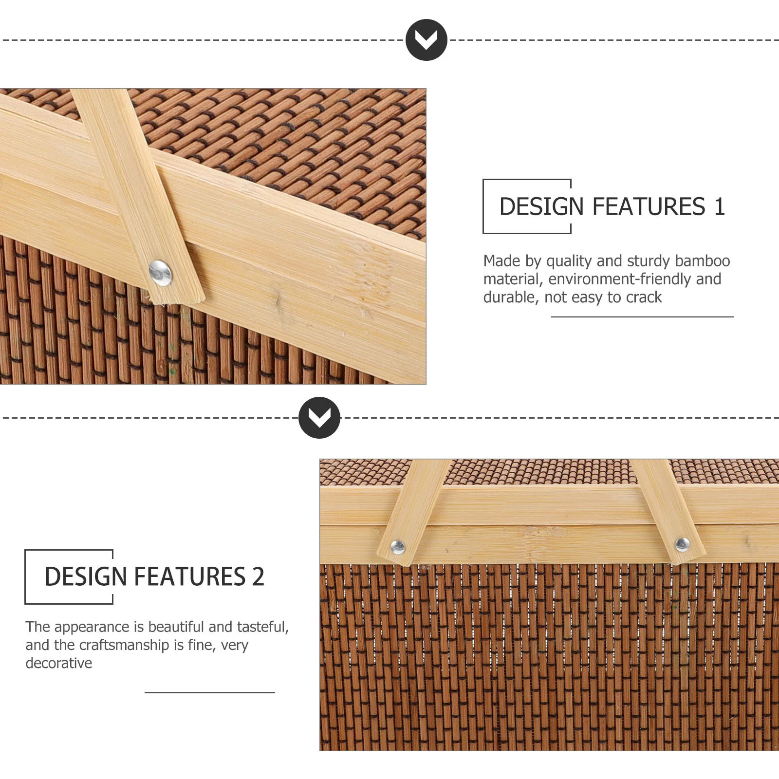 

1 шт. бамбуковая корзина для пикника, коричневая ручная работа, декоративный контейнер для хранения фруктов и закусок для кемпинга, путешествий, пикника, принадлежности для кухни