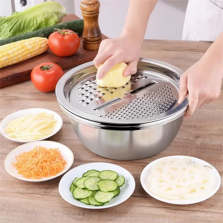 

Multi-functional Thickened Stainless Steel Drain Basket Grated and Cut Vegetables Artifact Wash Vegetables and Wash Rice